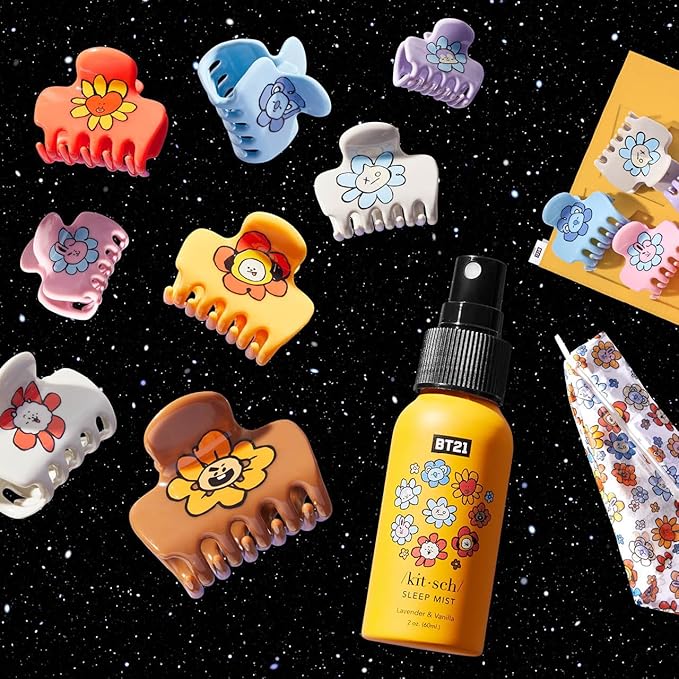 Kitsch BT21 Recycled Plastic Puffy Medium Hair Clips for Women, Medium Claw Clips for Thin Hair and Short Hair for Women
