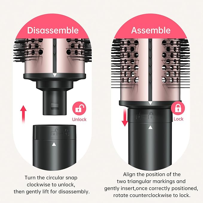 2in1 Negative Ion Thermal Brush -Heated Round Brush for Blow Out Look, Curling Iron 1 1/2 Inch& Curling Iron 1 3/4 Inch, 5 Temperature Settings,Dual Voltage