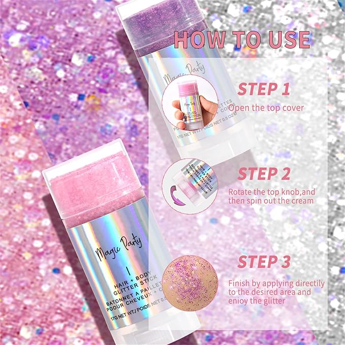 Holographic Flash Stick, Holographic Glitter Cosmetics-Body, Face, Eyes, Hair, Nail Makeup, Colorful Stage Makeup,Party Carnival Shining Glitter, Festival Loose Glitter Set (04# Green)
