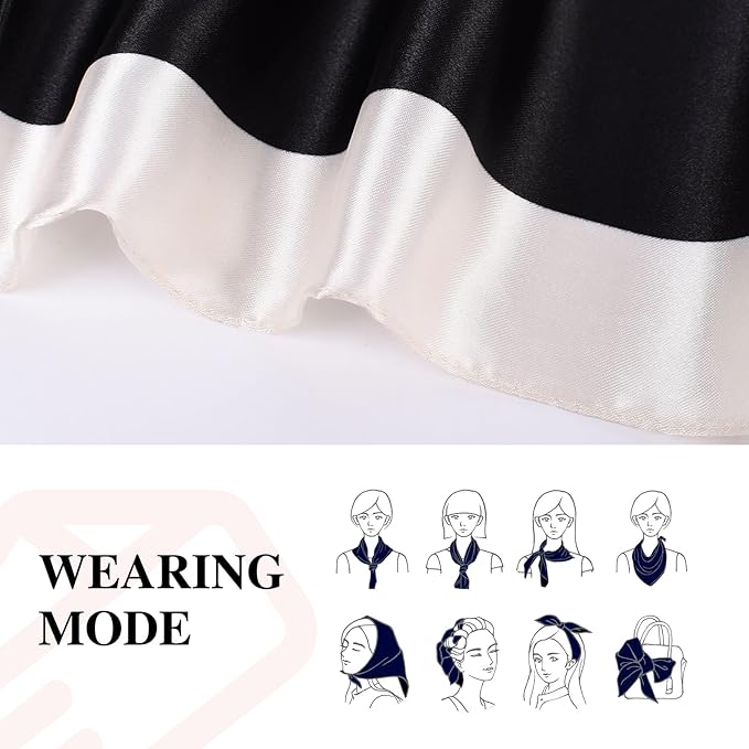 35 x 35 Women's Fashion Pattern Large Square Silk Like Hair Scarf Head Sleeping Wrap Satin Neck Bandana for Gift…