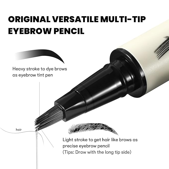 2 Pack Microblading Eyebrow Pen and Brow Tint for Women with Angled Brush & Dip to Effortlessly Create Natural Hair Like Brows, Waterproof Fast Eye Brow Makeup Pencil, Last All Day (Truffle)