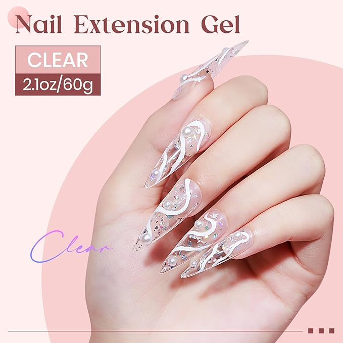 MIZHSE Solid Builder Gel, 2.1oz/60g Clear Builder Gel for Nails 3D Nail Gel Non-sticky Simple Sculpture Molding Gel for Beginner & Professional DIY Salon Nail Art Design Home Manicure