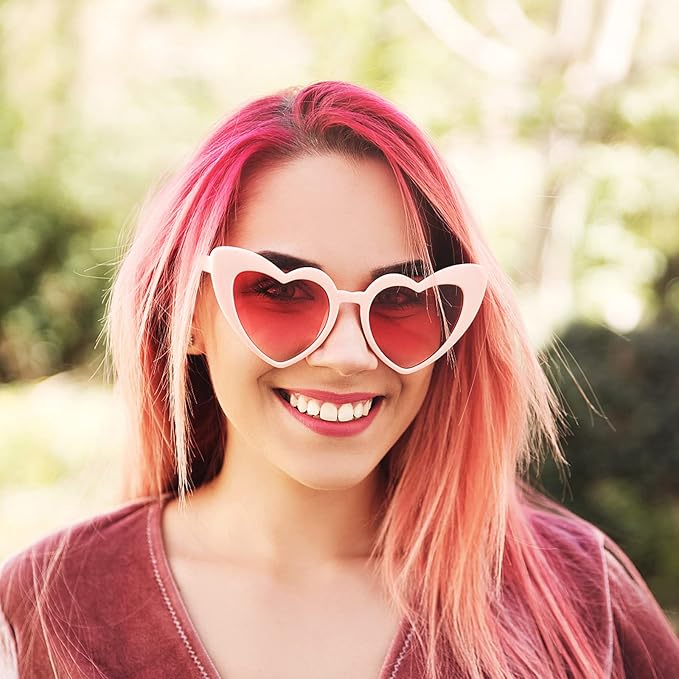 Pibupibu 8 Pack Pink Sunglasses for Women Collection Trendy Cute Costume Accessories Eyewear Set (Transparent/Solid/Mix)