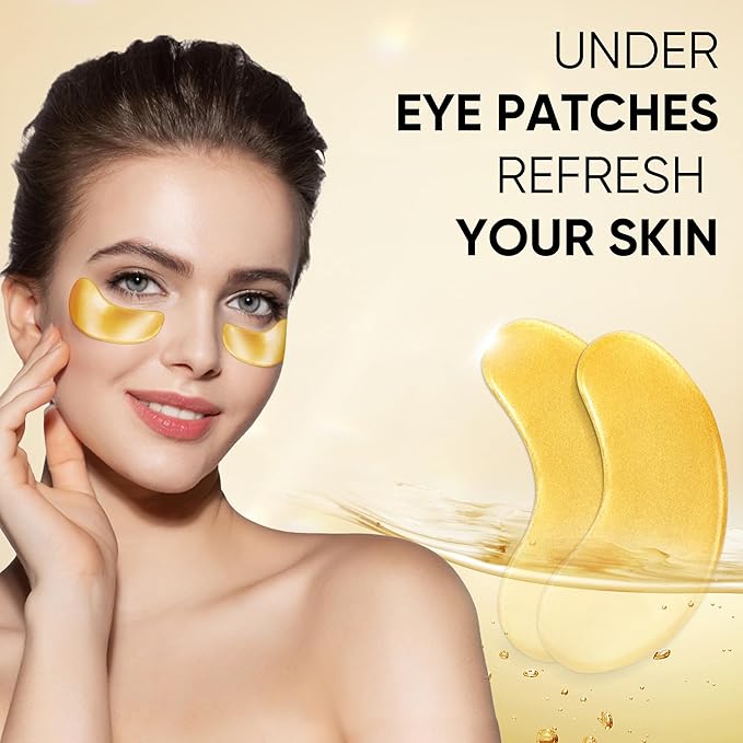 20 Pairs 24K Gold Eye Mask Collagen Under Eye Mask Patches for Dark Circle Puffiness, Refresh, Revitalizing, Travel, Wrinkles, Eye Patches