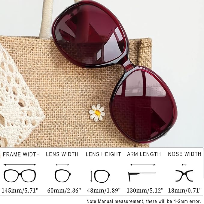 Joopin Big Womens Sunglasses Polarized Trendy Sun Glasses Large Rectangle UV Protection Rhinestone Sunnies