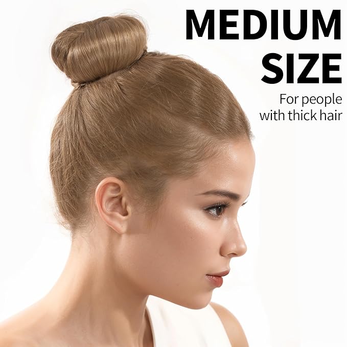Teenitor Donut Hair Bun Maker Set, Hair Bun Shaper Set with Large, Medium, Small Hair Donuts For Buns, Hair Accessories For Girls, 5 Elastic Bands, Tan Brown
