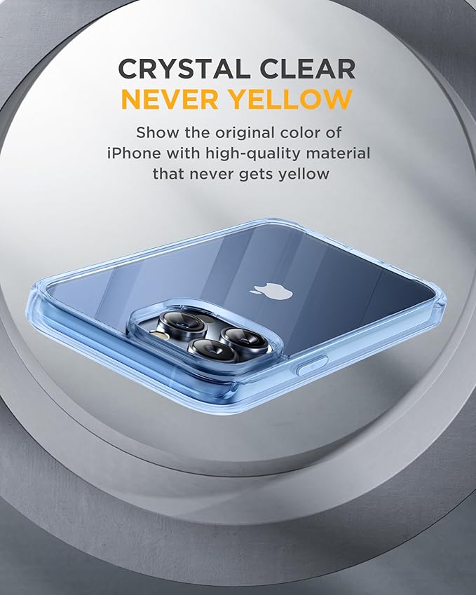 Miracase Glass Series for iPhone 15 Pro Max Case 6.7 Inch, Full-Body Drop Proof Phone Case for iPhone 15 Pro Max with Built-in 9H Tempered Glass Screen Protector + Camera Protector, Clear Blue