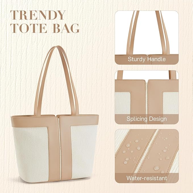 Missnine Quilted Tote Bags with Zipper, Vegan Leather Purses and Handbags for Women, Large Hobo Shoulder Bag