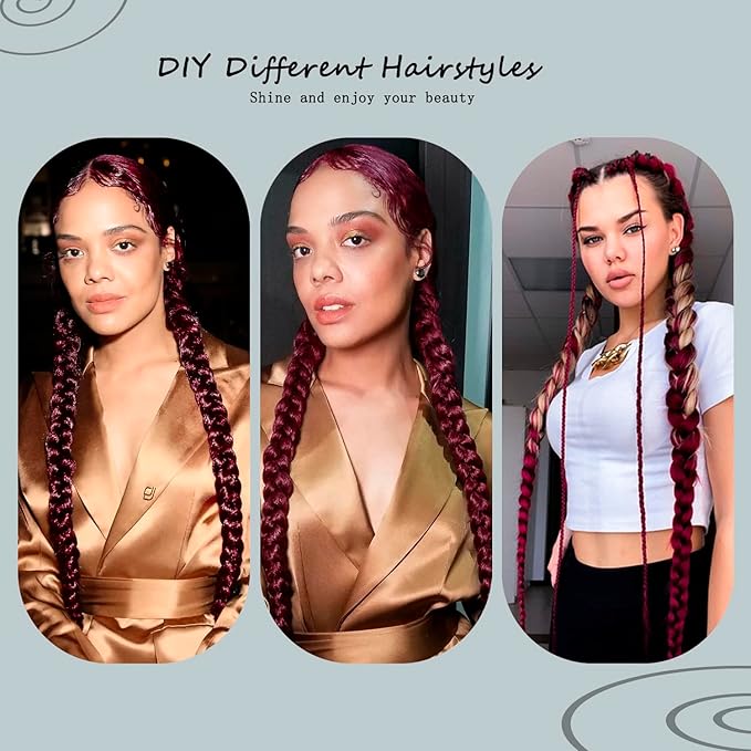 2 Pack Long DIY Braided Ponytail Extension with Hair Tie Straight Wrap Around Hair Extensions Ponytail(bug#)