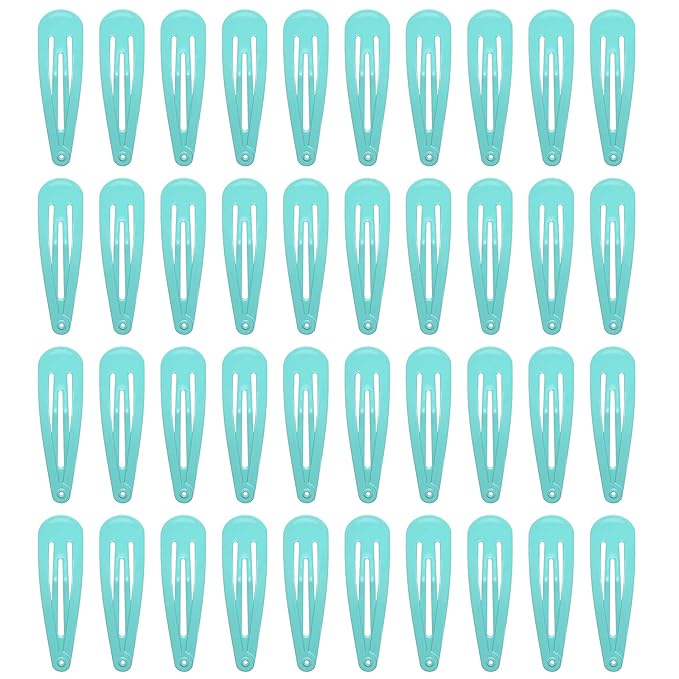 40 Counts Colorful Metal Snap Hair Clips 2 Inch Barrettes for Women Accessories (light green)
