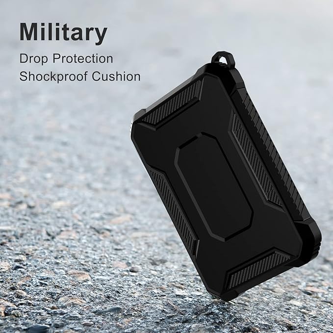 2 Pack Case Compatible with Magsafe Battery Pack Cover, Slim TPU Carbon Fiber Design Protective Case Cover with Keychain Anti-Shockproof Rugged Bumper Shell for Magsafe Battery Pack Black/Blue