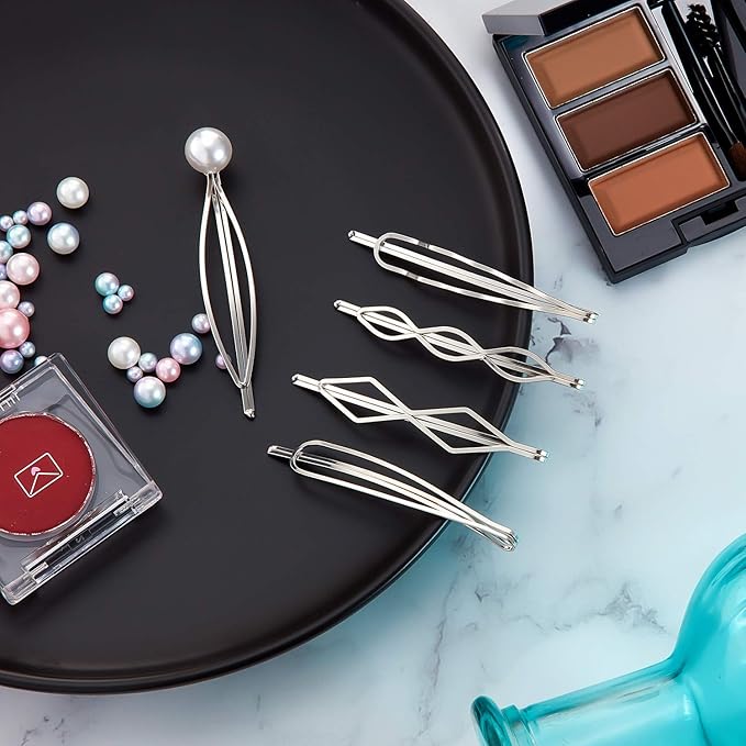 10 Pieces Metal Hair Clips Geometric Barrettes for Women Girls Hair Styling Pins Minimalist Decorative Wedding Dainty Accessories Headwear (Silver)