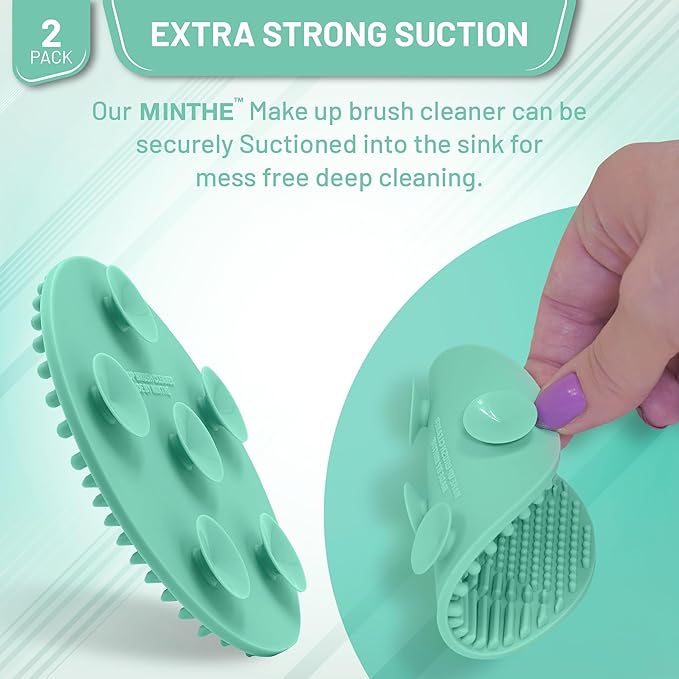 MINTHE™ Makeup Brush Cleaner Mat | 2 Pack | Silicone Make up Cleaning Pad