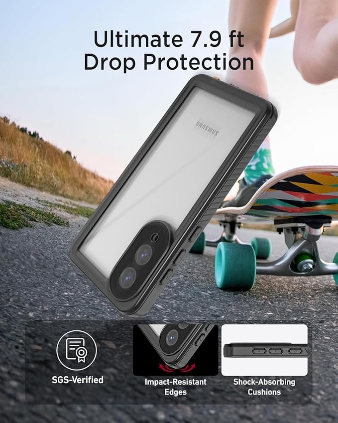 Miimall for Samsung Galaxy S25 Edge Case Waterproof,IP68 Underwater,360 Full Body Heavy Duty Protection,Built-in Lens&Screen Protector,Military Shockproof Dropproof Dustproof Case for S 25 Edge,Black