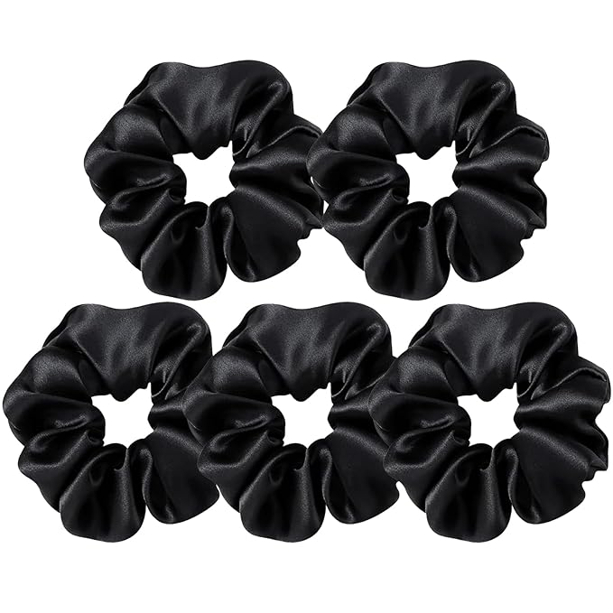5 Pcs, Black Silk Hair Scrunchies,Gifts Ideas - Mothers Day Gifts from Daughters, Funny Gifts for Mothers Day Mon Grandma Girlfriend
