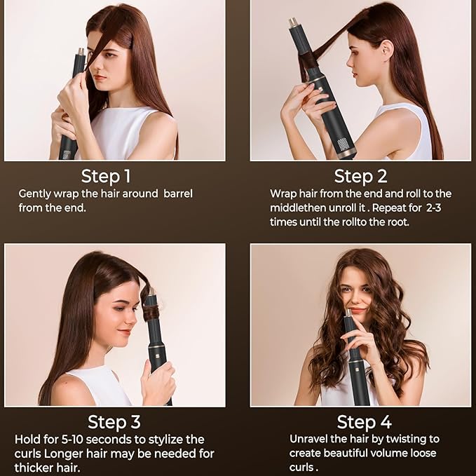 5-in-1 Multi-Functional Hair Styler Brush with Heat Technology & Negative Ions - Blowdry, Curl & Straighten for Salon-Worthy Styling at Home