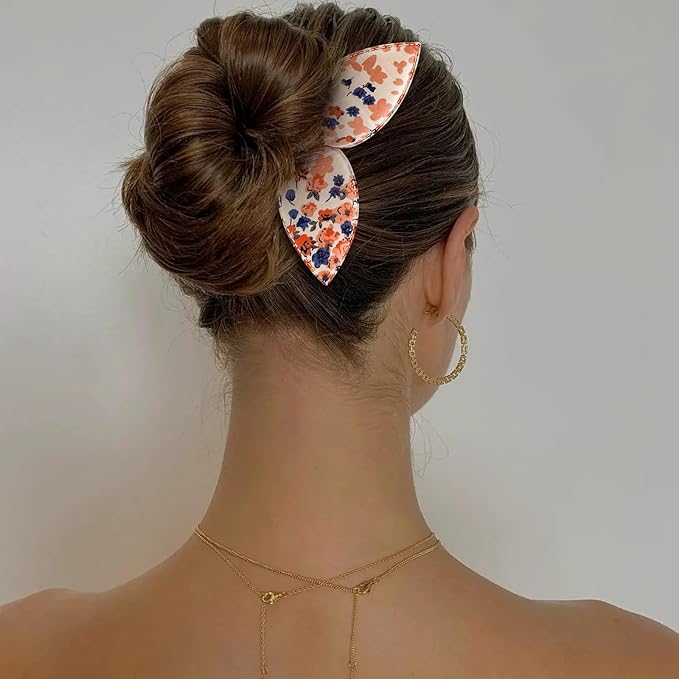 4 Pcs Deft Bun Maker French Twist Rabbit Ear Bun Twister Flower Flexible Quick Hair Styling Accessories for Women Girls