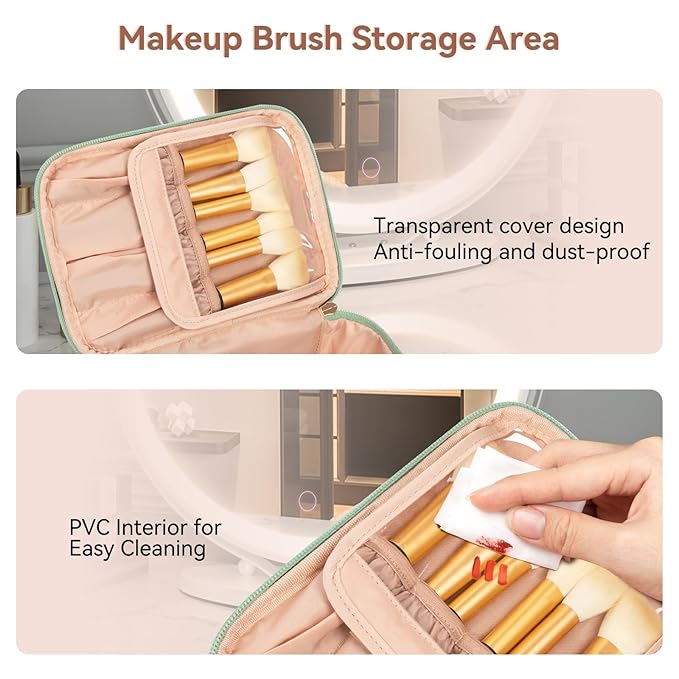 OCHEAL Travel Makeup Bag, Cosmetic Bags for Women Makeup Bags Case Organizer Large Capacity Travel Toiletry Bag Storage with Divider and Handle for Cosmetics Toiletries Brushes Tools-Rose Gold