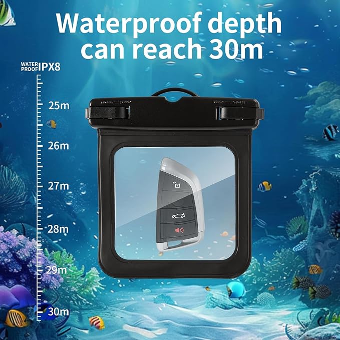 2 Pack Submersible Waterproof Wallet Dry Car Key Fob Case Bag,Swimming Surfing Water Sports Small Waterproof Pouch Holder for Door Ship Card Credit ID Card Driver Fishing License Cash Coins