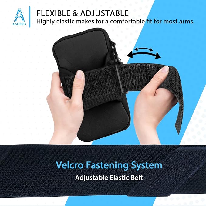 Sports Armband, Running Gym Universal Smartphone Arm Bag with Earphone Hole Multifunctional Pockets foriPhone 15, 14, 13, 12, 11 Pro Max, Xs, Xr, X, 8 Plus, SE, Galaxy S22 Ultra and More