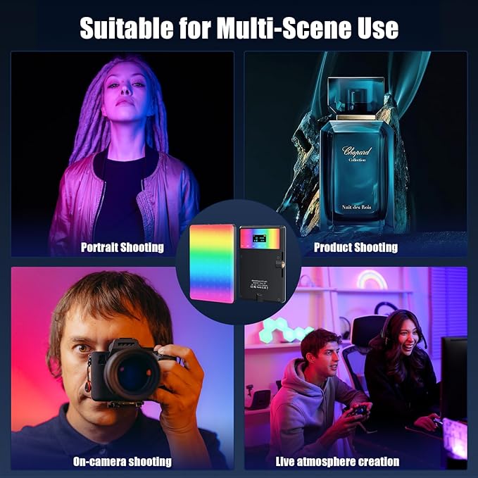 RGB Selfie Light for Phone, 90 LED Phone Light with 360° Full Color CRI 95+ Dimmable 2500K-8500K, 3000mAh Video Light for Phone iPad, Laptop, Makeup, TikTok, Selfie, Vlog, Video Conference