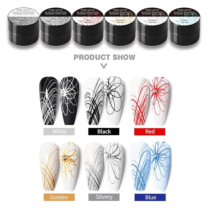 6Colors Spider Gel Nail Polish Set Wire Drawing Gel With Nail Art Brushes