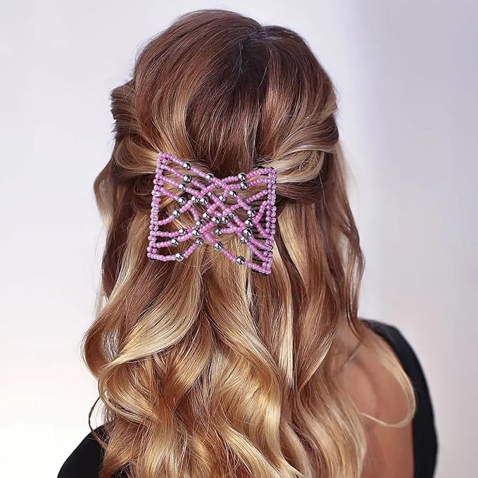 5 Pieces Stretchy Magic Comb Adjustable Elastic Hair Clip for Women Girls No Crease Pins Vintage Bun Maker Accessories for Curly Thick Wavy Hair Ponytail