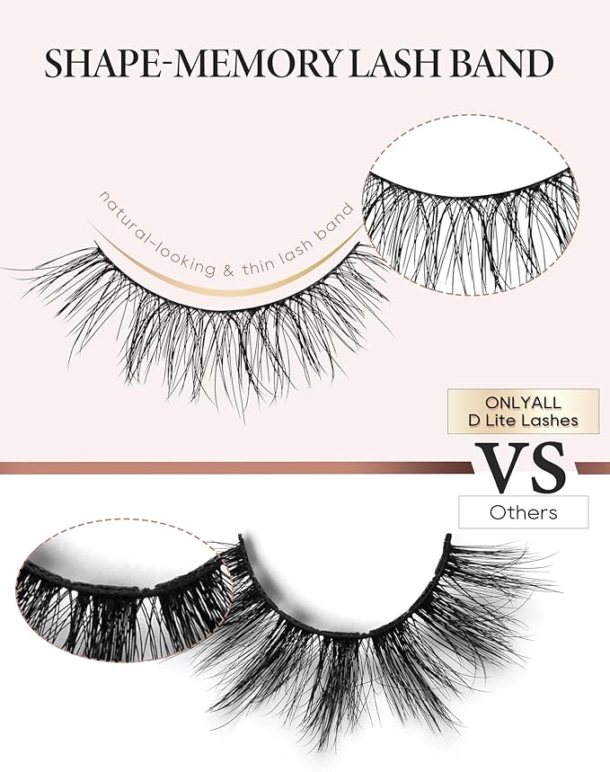 Onlyall Natural Lashes Wispy Lashes Natural Look False Eyelashes Natural Flared Eyelashes False Eye Lashes Soft Fluffy Lashes 7 Pairs T11