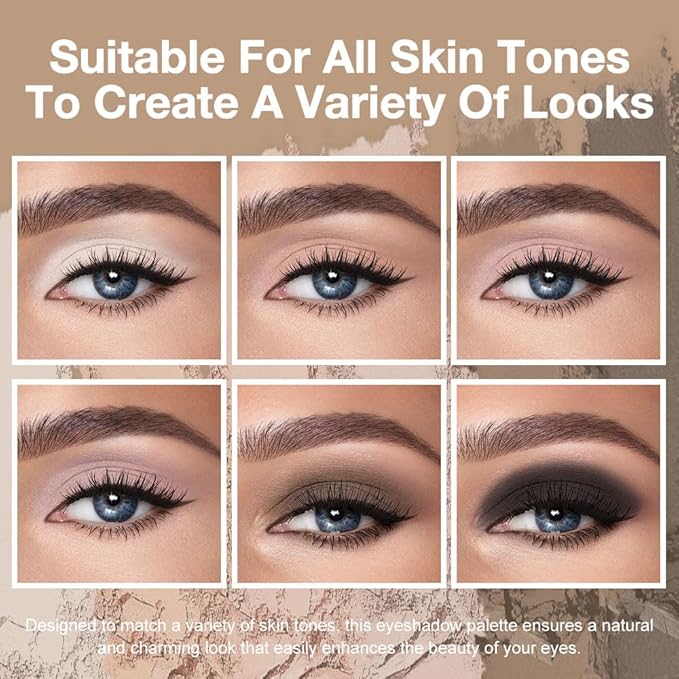 6 Color Eyeshadow Makeup Palette for Women Natural Matte Blushed Nudes, White Nude Pink Taupe Dark Brown Black Eyeshadows Palette, Everyday Long Lasting Pigmented Eys Makeup, Travel Size 01#