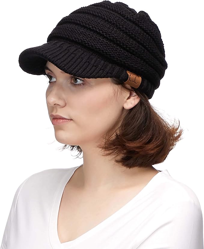 C.C Hatsandscarf Exclusives Women's Ribbed Knit Hat with Brim (YJ-131)(YJ-2023)