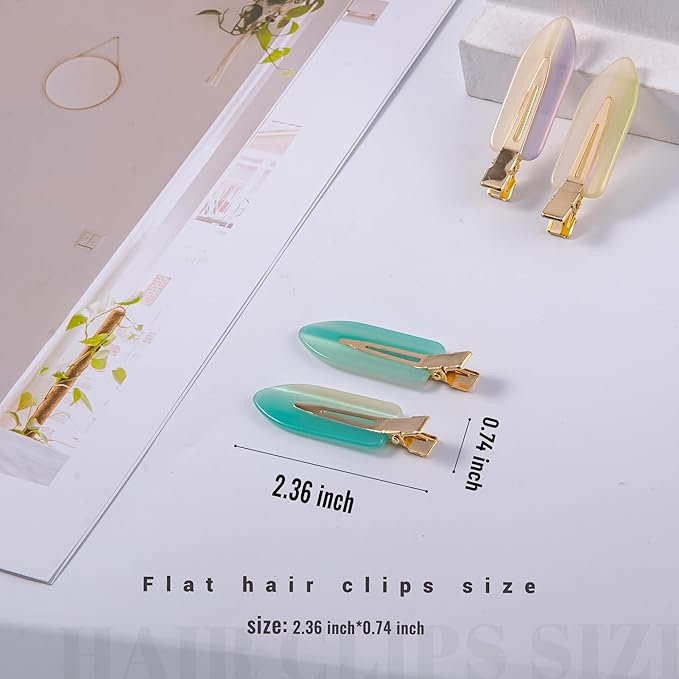 No Crease Creaseless No Bend Hair Clips For Styling Non Slip Flat Clips For Makeup Hair Accessories For Women,Gradient Color,12 PCS