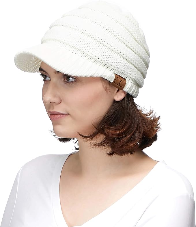 C.C Hatsandscarf Exclusives Women's Ribbed Knit Hat with Brim (YJ-131)(YJ-2023)