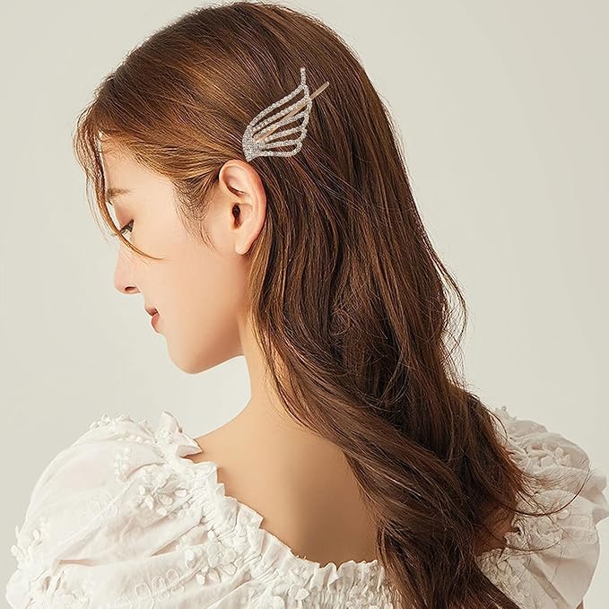 2PCS Rhinestone Hair Pins, Crystal Hair Clips, Handmade Cute Hair Barrettes, Hollow Geometric Hairpins, Elegant Metal Hairpin Hair Accessories Headwear Styling Tools, Gifts for Women Girls (TypeE)