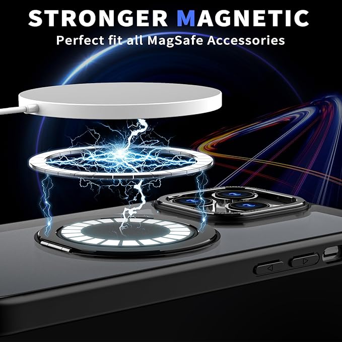 Magnetic Ring Case for iPhone 14 Pro Max,Compatible with MagSafe with 360° Ring Stand Shockproof Protection Cover Case for iPhone 14 Pro Max Black