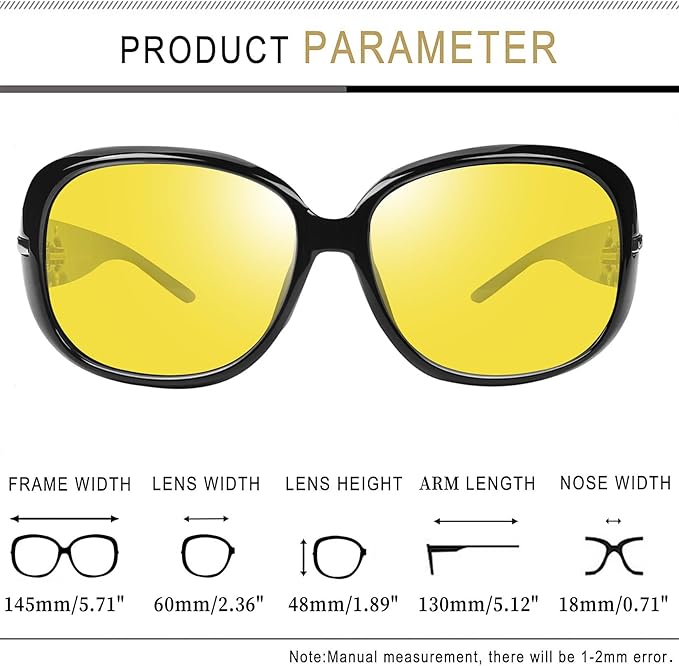 Joopin Big Womens Sunglasses Polarized Trendy Sun Glasses Large Rectangle UV Protection Rhinestone Sunnies