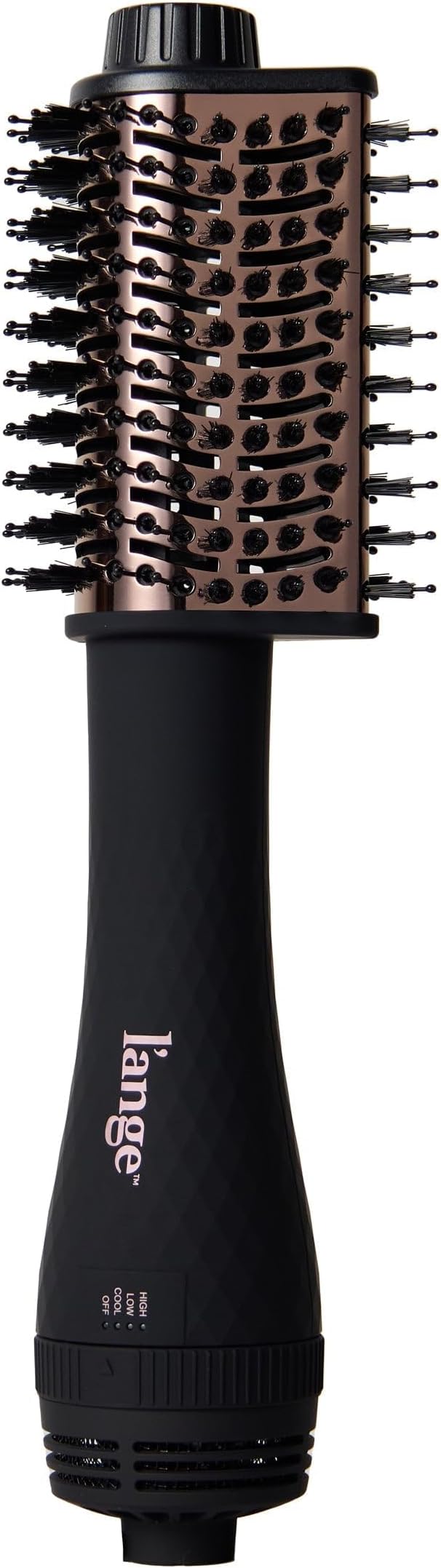 L'ANGE HAIR Le Volume Elevé 65MM 2-in-1 Titanium Brush Dryer | Dry and Style | Unique Teardrop Shape Barrel | 3 Heat Settings | 360° Vented Airflow | Ionic Technology for Frizz-Free Styling (Black)