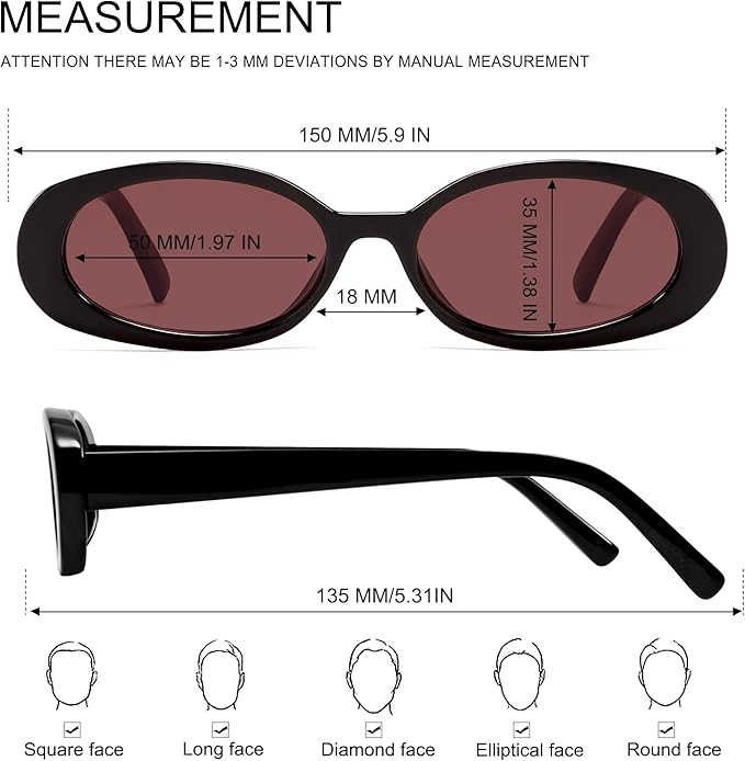 VANLINKER Polarized Retro Oval Sunglasses for Women and Men Small 90s Style VL9580