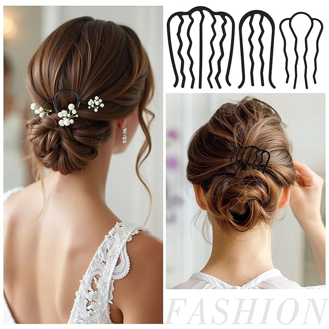 8 Piece U-Shape Hair Combs for Women's French Twist Updo and Bun Vintage Styling, 5 Style