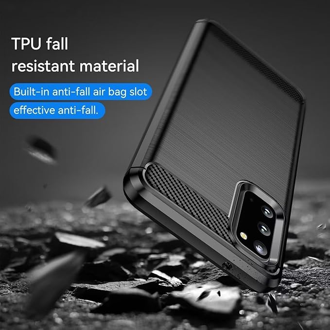 for Samsung Galaxy S20+Plus Phone case, Shockproof, Scratch Resistant Carbon Fiber Jacket, Soft TPU, for Galaxy S20+Plus case (Black)