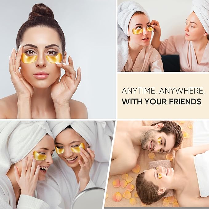 20 Pairs 24K Gold Eye Mask Collagen Under Eye Mask Patches for Dark Circle Puffiness, Refresh, Revitalizing, Travel, Wrinkles, Eye Patches