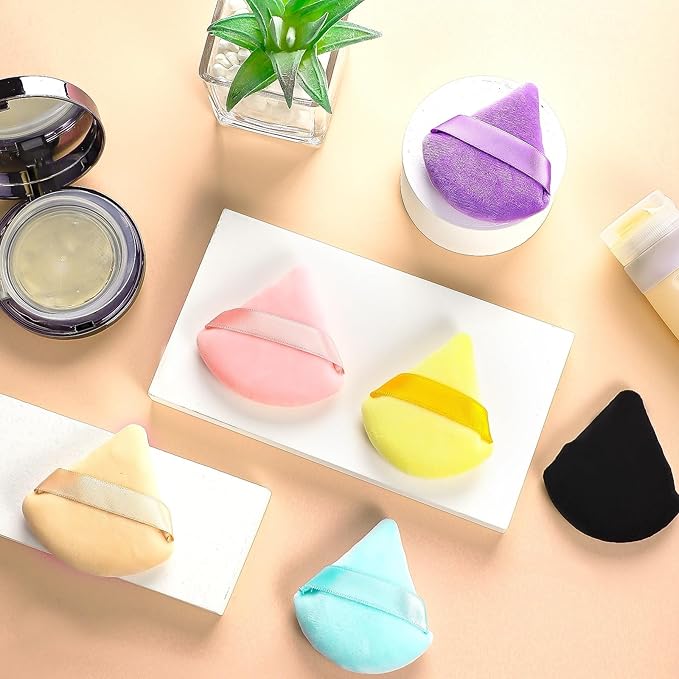Pimoys 6 Pieces Powder Puff Soft Makeup Sponge Triangle Make Puff for Face Powder Cosmetic Foundation Sponge Beauty Makeup Tool, MultipleColors