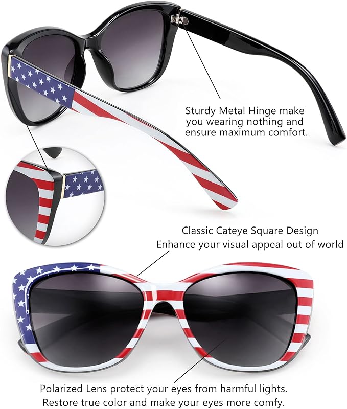 FEISEDY Polarized Vintage Sunglasses American Womens Square Jackie O Cat Eye Sunglasses B2451
