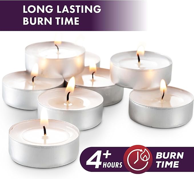 MontoPack Unscented Tea Light Candles Bulk 1000 Pack | 4 Hours, White,Smokeless,Dripless Small Votive Paraffin Tealights | Long-Lasting for Home, Shabbat, Weddings, Events, Emergencies | Mini Candles