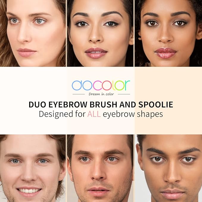 Docolor Eyebrow Brush Duo Eyebrow Spoolie Professional Angled Eye Brow Brush Perfect for Lining and Shaping Brows, Spoolie for Brows or Lashes White