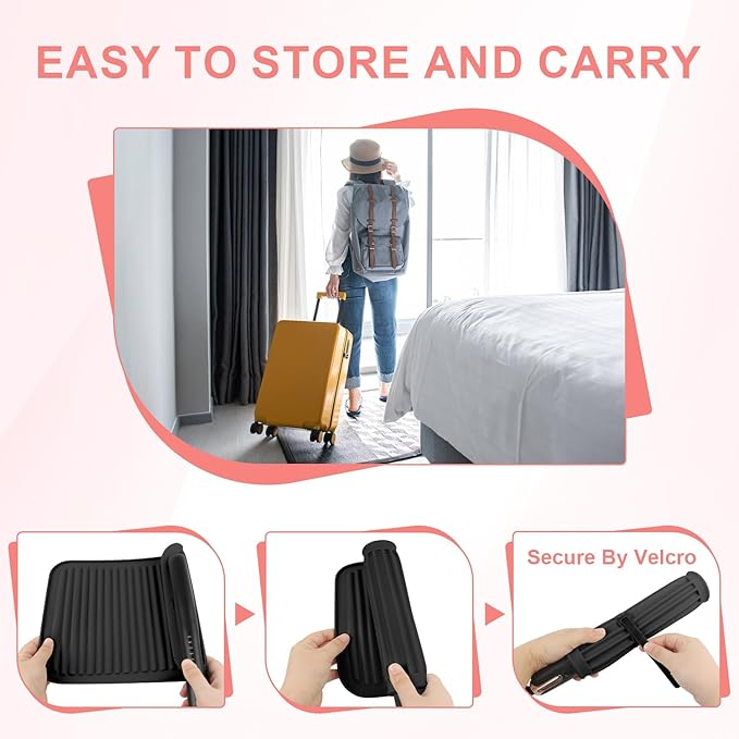 Large Silicone Heat Resistant Mat, Professional Hot Hair Tools Mat for Curling Iron, Flat Iron, Hair Straightener, Portable Hot Pad Cover with Velcro for Travel Home Salon(11.8" x 9.0")