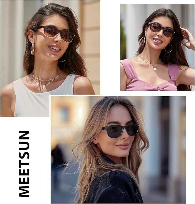 MEETSUN Classic Polarized Sunglasses for Women Men Trendy Retro Sun Glasses for Driving UV Protection (3 Pack)