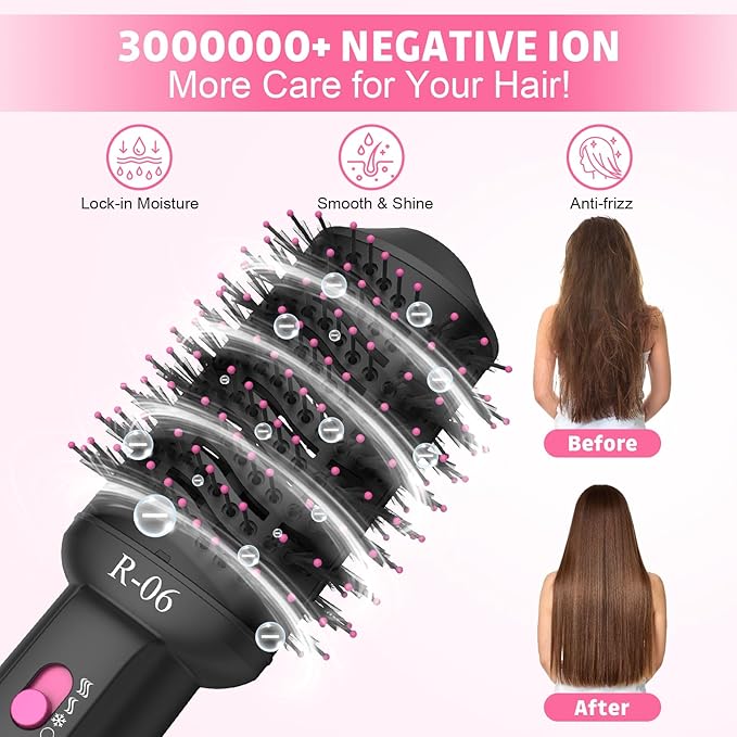 4-in-1 Hair Dryer Brush - Blow Dryer and Styler in One, Hot Air Brush with Oval Barrel for Volumizing, Suitable for All Hair Types
