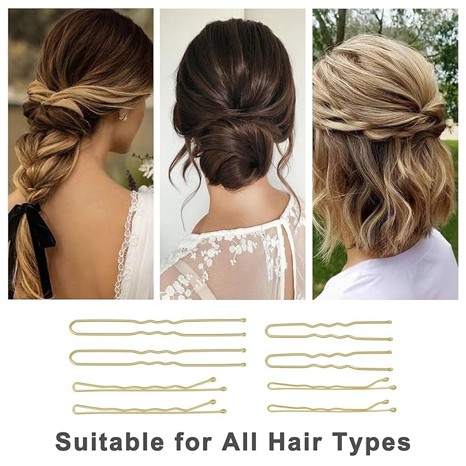 250 Pcs Hair Pins Bobby Pins Blonde Hair with Storage Box, Wavy Bobby Pins 2inch 2.4inch, U Shaped Hair Pins 2inch 2.8inch, Suitable for All Hair Types, Hair Clips Hair Pin for Women and Girls