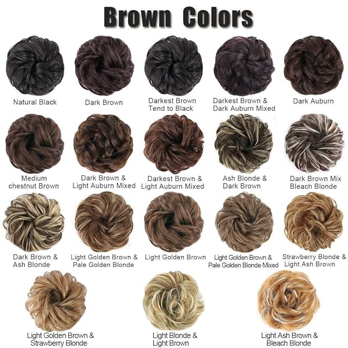 MORICA 2PCS Messy Bun Hair Piece, Fake Messy Bun Scrunchies for Thin Hair Extension, Curly Wavy Synthetic Chignon Ponytail for Women (Natural Black#)