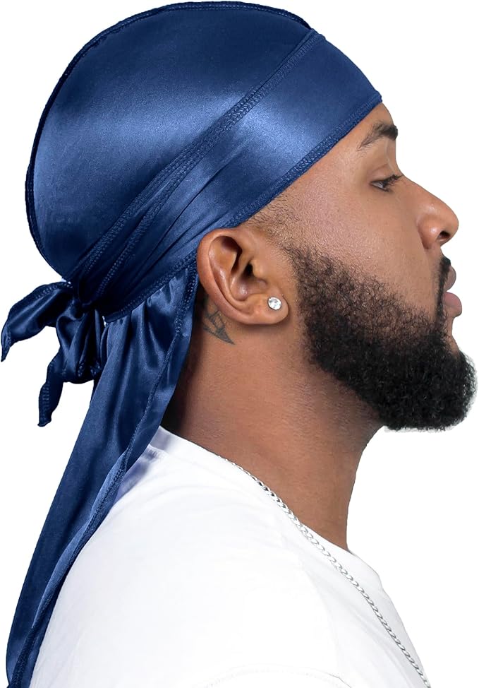 4PCS Silky Durags for Men Women 360 Waves with 1 Wave Cap, Silky Satin Durag Extra Long Tails